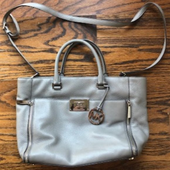Michael Kors Handbags - Michael Kors Large Gray Pebble Leather Satchel